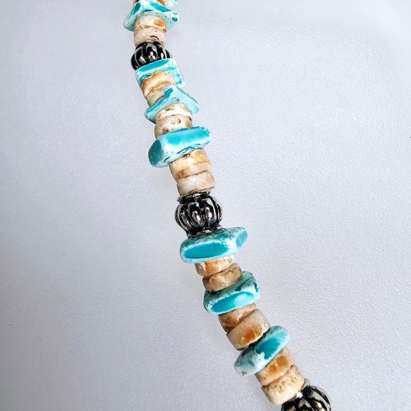 FAF Necklace Religious Pewter Pendant Sea Shell Beach Silvertone Accents 18" - Picture 6 of 7